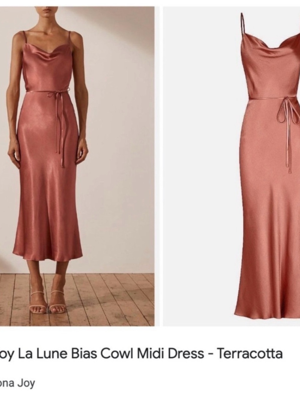 Shona Joy LA LUNE BIAS COWL MIDI DRESS - TERRACOTTA Size 2